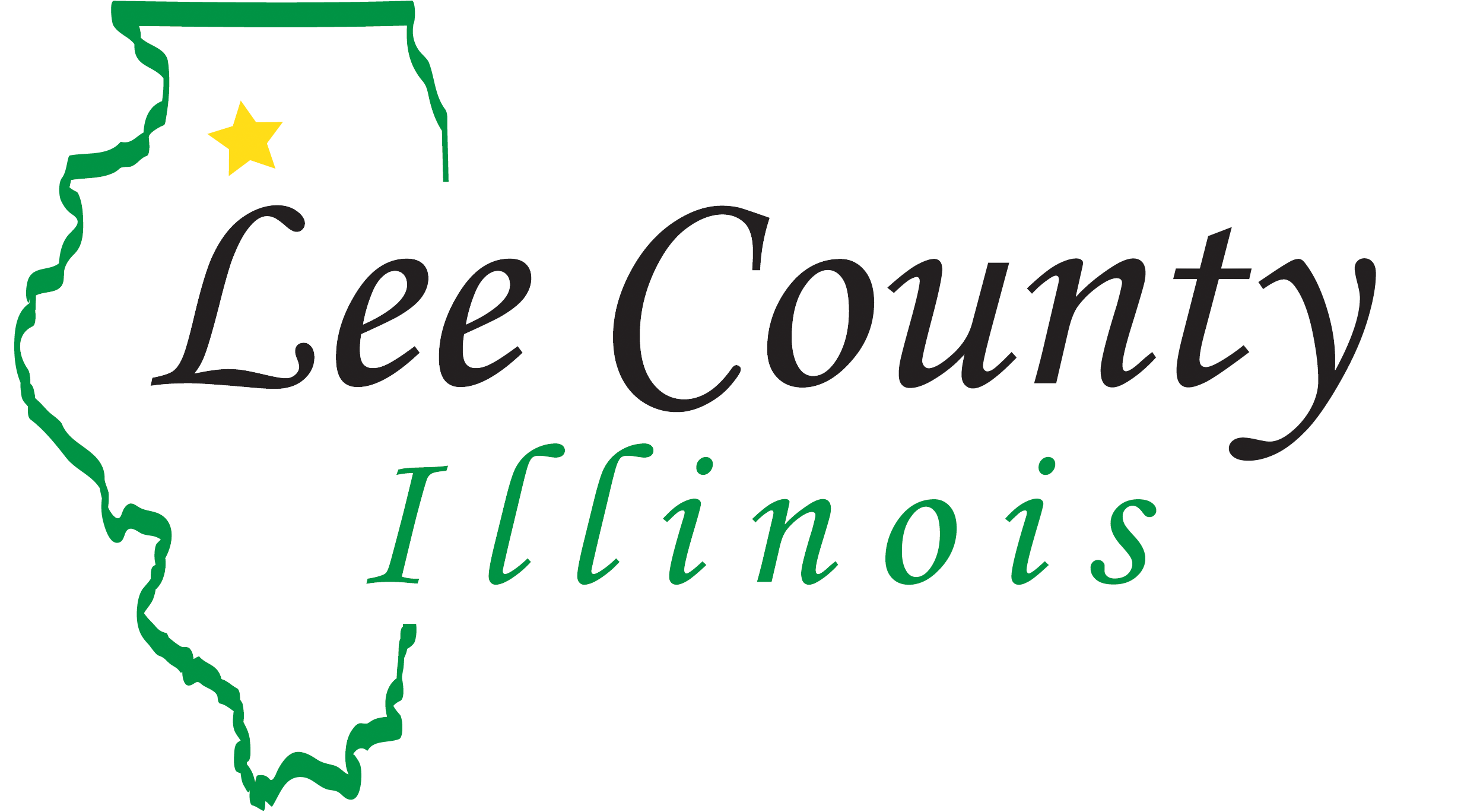 Logo stating Lee County, Illinois